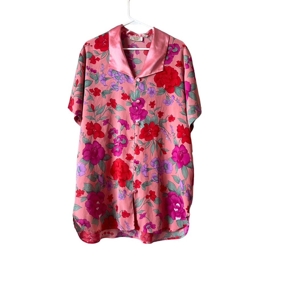 Vintage Victoria Secret Gold Label Pink Floral Sleepshirt Petite Small Oversized